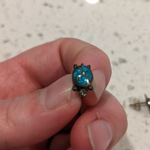 Silver and Turquoise Turtle Stud Earrings